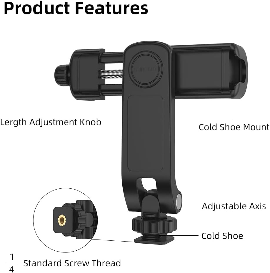 SOH Mingying 17/16/15/14, Flexible Phone Tripod Mount Adapter, Universal Smartphone Mount Adapter, Camera Cold/Hot Shoe