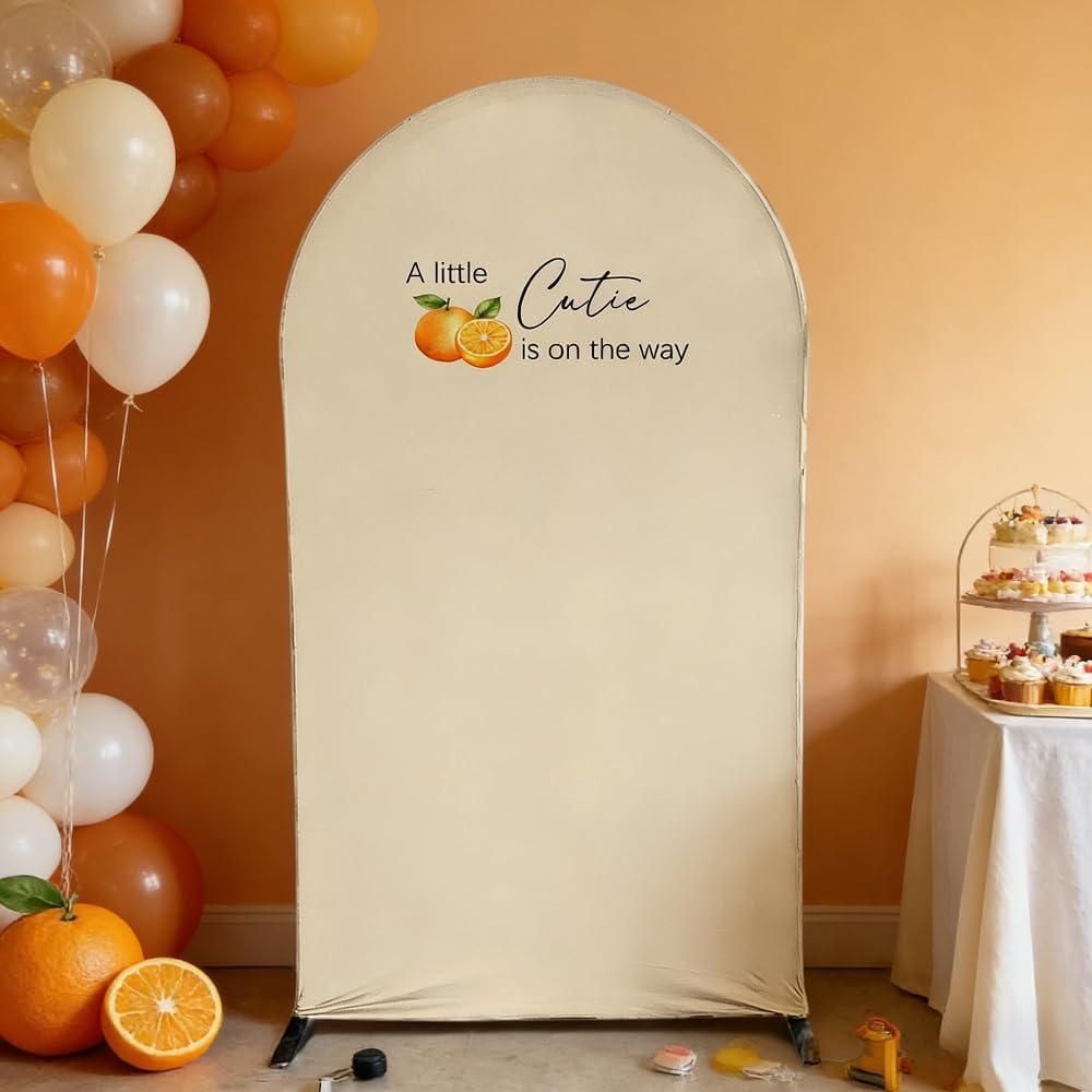 Haploquest (6FT,G-05674) Citrus Cutie Theme Baby Shower Arch Backdrop Cover Decorative Arch Banner Cover Stand Cover