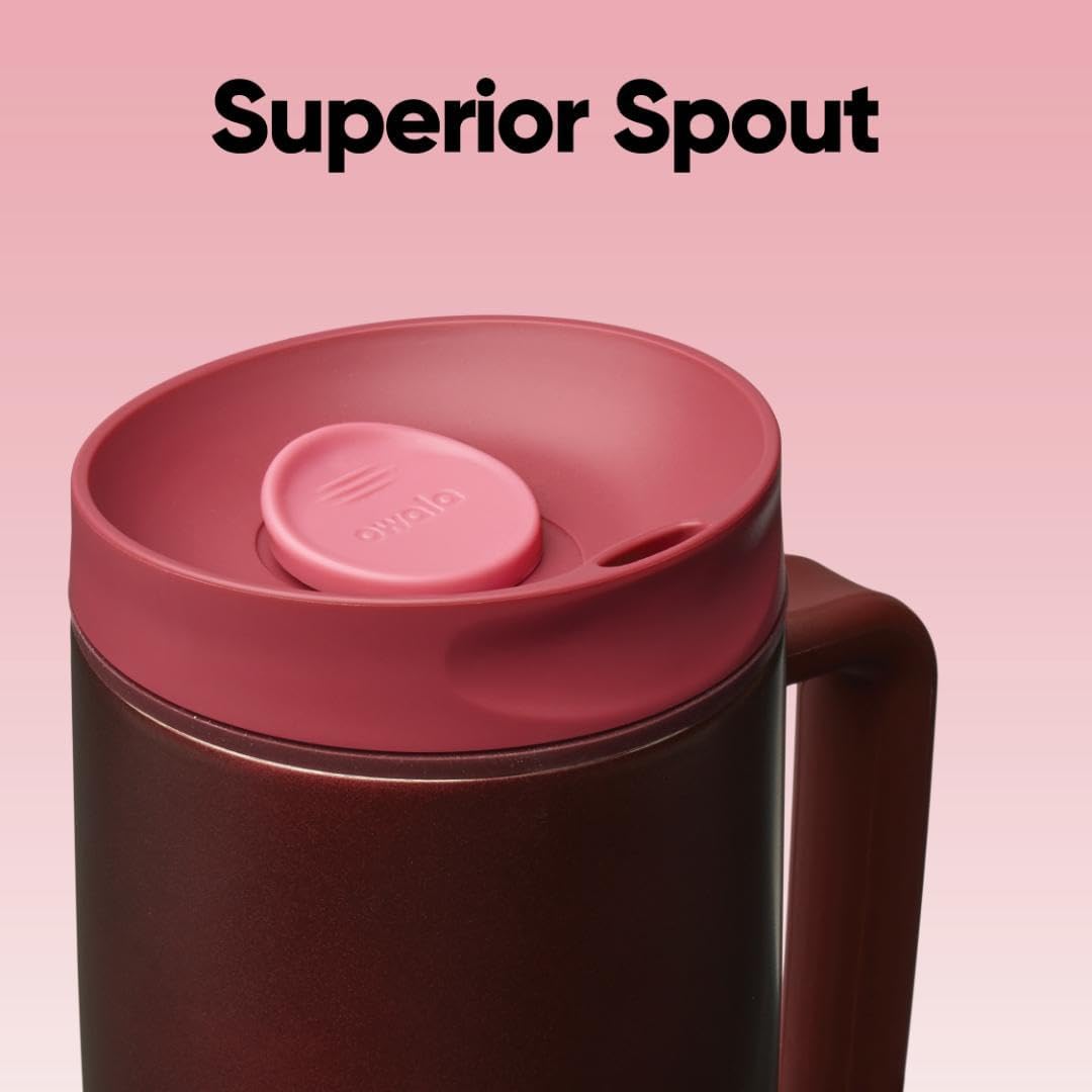 Owala SmoothSip Slider Travel Mug - 24 oz Insulated Stainless Steel, Leak Proof, Hot & Cold Drinks, Black Cherry