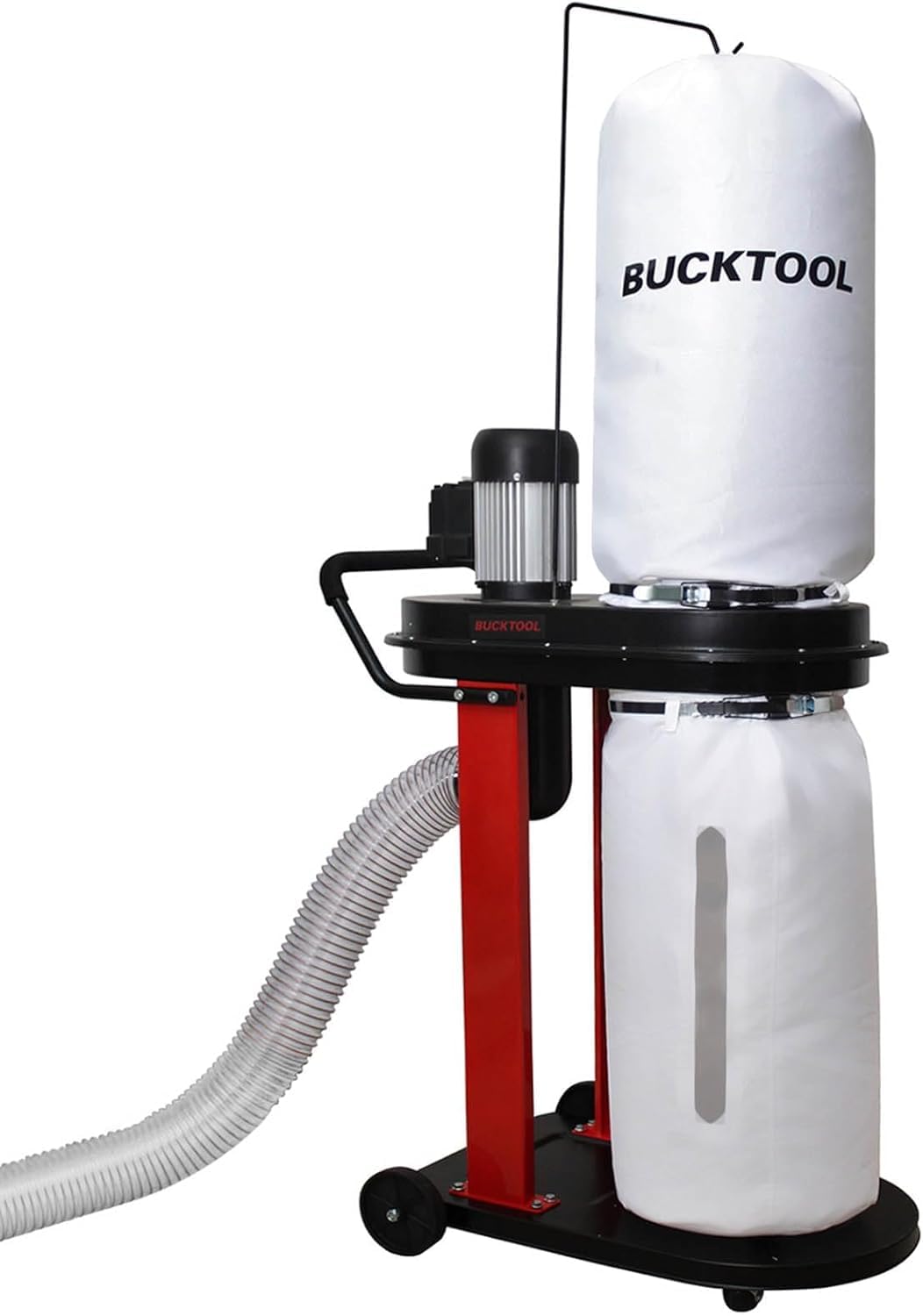 Bucktool 1.2HP Auto-Start Dust Collector, Woodworking Dust Extraction with 3 Bags, 5.4-Cubic-Foot Capacity, 5-Piece Reducer & 5ft Flexible Hose