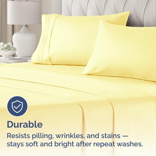 King Pillow Cases by [Brand Name] - Ultra Soft Hotel Quality Covers | Wrinkle-Free, Stain Resistant - 4 Piece Set in Yellow
