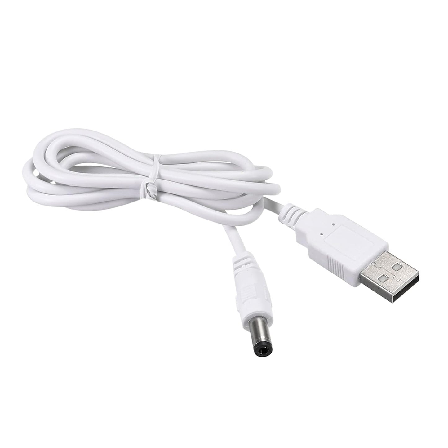 5.5x2.5mm/ 2A/ DC Power Cable USB Male to Male Connectors Jack Socket Wire [for CCTV DVR LED Strip Light] - White