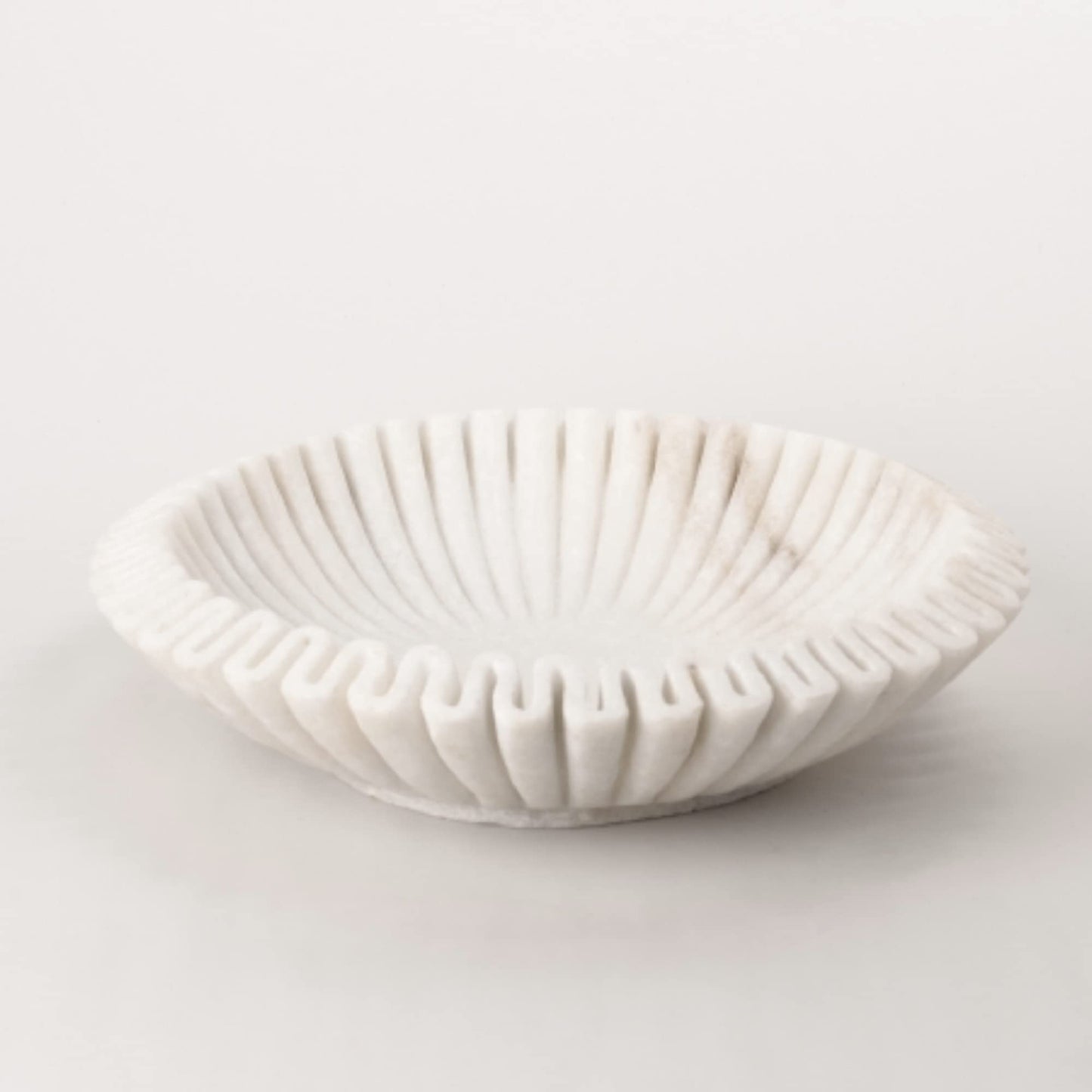PUSHPA EXPORTS Marble Ruffle Bowl Decorative Marble Scallop Bowl Flower Bowl Fruit Bowl Ruffled Marble Bowl Jewelry Dish Christmas Gift Decorative Bowl (2 Pieces of 6 inch)