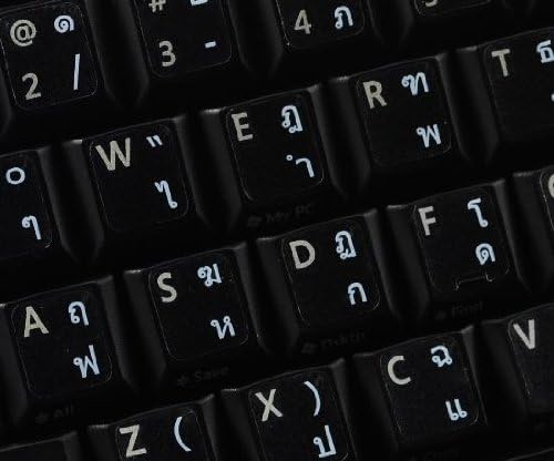 4Keyboard Thai Keyboard Sticker with White Lettering Transparent Background for Desktop, Laptop and Notebook