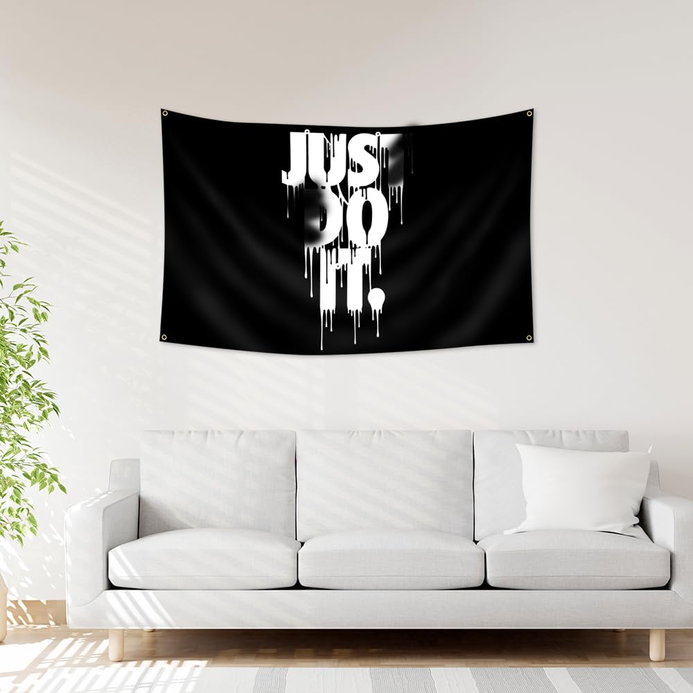 Motivational Flag 3x5 Ft Gym Flag for Home Gym, Garage, Weightlifting Wall Decor - Inspirational Tapestry with 4 Brass Grommets, Funny Fitness for Office