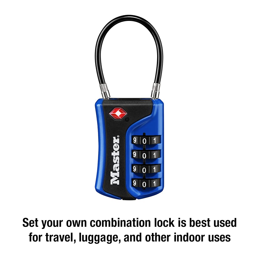 Master Lock 4697D Set Your Own Combination TSA Approved Luggage Lock, 1 Pack, Colors May Vary
