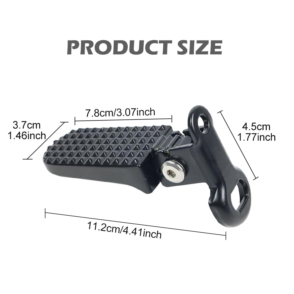 2pcs Bike Rear Pedals, Aluminium Foot Peg Non-Slip Foldable Bicycle Footrests for E-Bike, Mountain Bike, Folding Bicycle(Black)