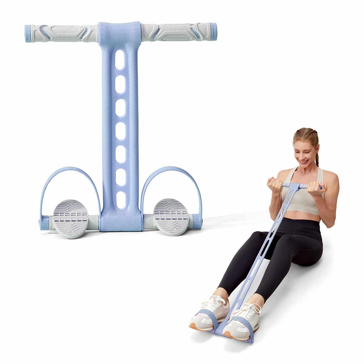 YOTTOY Pedal Resistance Band, Thick Elastic Tension Rope with Handles, Sit-Up Pull Rope Fitness Equipment for Leg, Arm, Abs, Waist, Home Gym & Yoga Training for Women & Men (Blue, 45 pounds)