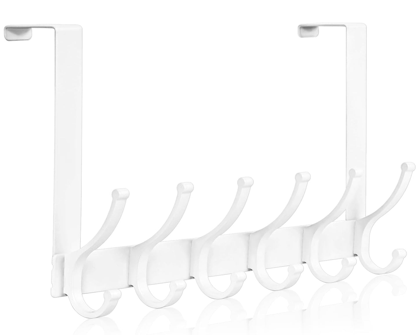 Optish Over The Door Hooks, Door Hanger Hooks for Hanging, Over The Doors Towel Racks for Bathroom, Coat Rack Dorm Essentials (1Pack, White, Fit 1-3/4" Doors)