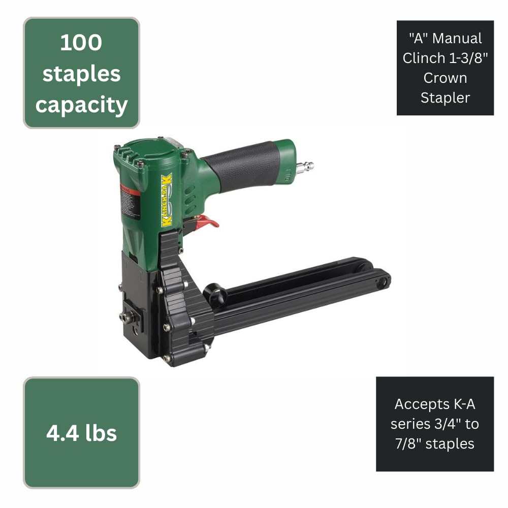 Klinch-Pak KP-APN22, Pneumatic Carton A 1-3/8" Crown Strip Stapler Accepts K-A Series 3/4" to 7/8" Staples, Ideal for Box Closing, Displays, Packaging