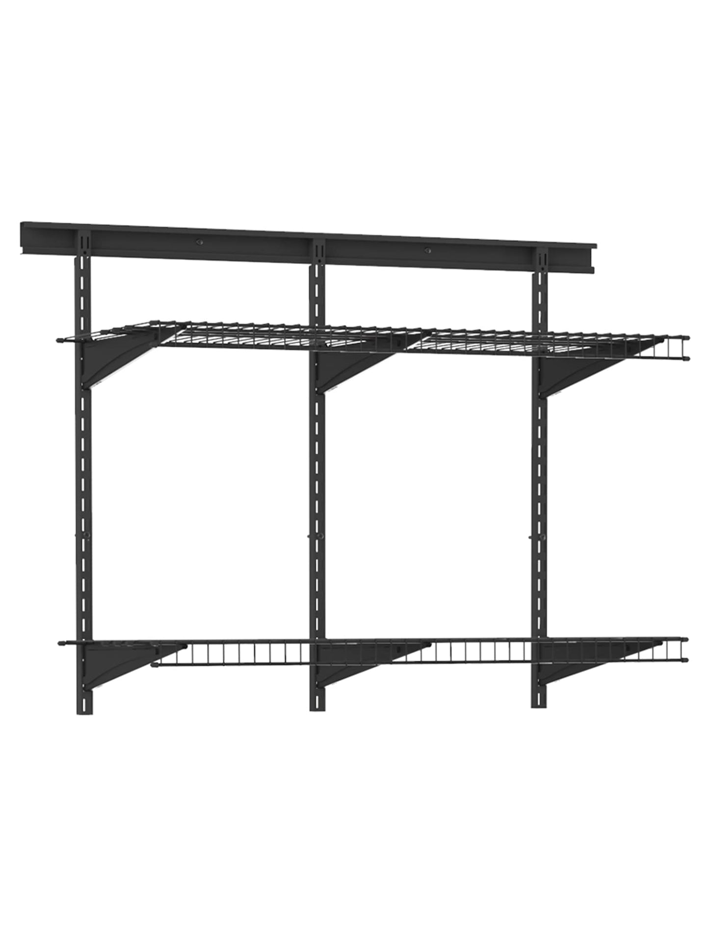 ClosetMaid Heavy Duty Wall Shelf Kit for Garage, 2 Shelves, Adjustable ShelfTrack Wire Shelving, Black Finish