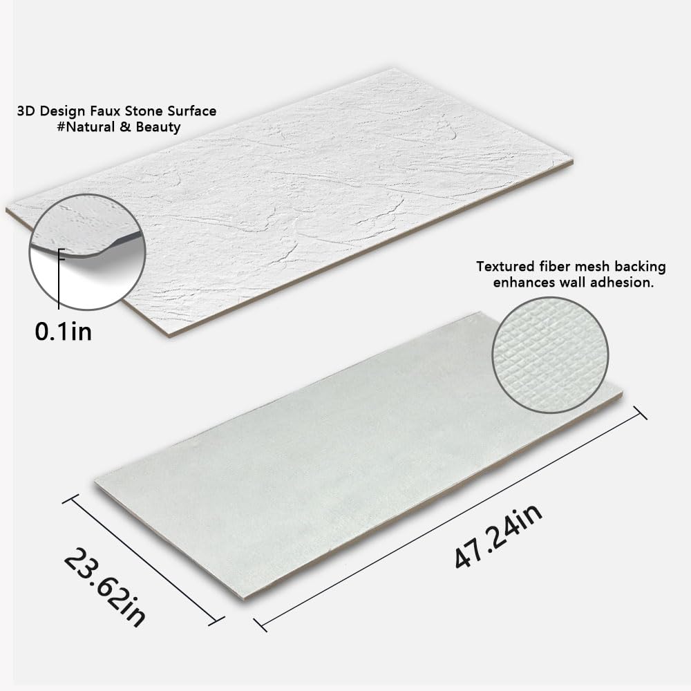 3D Wall Panels Faux Stone Wall Panel for Exterior/Interior Wall, MCM Walls Natural 4PCS 47.2"x23.6" / 30.94 sq ft (Rock Stone Gray)