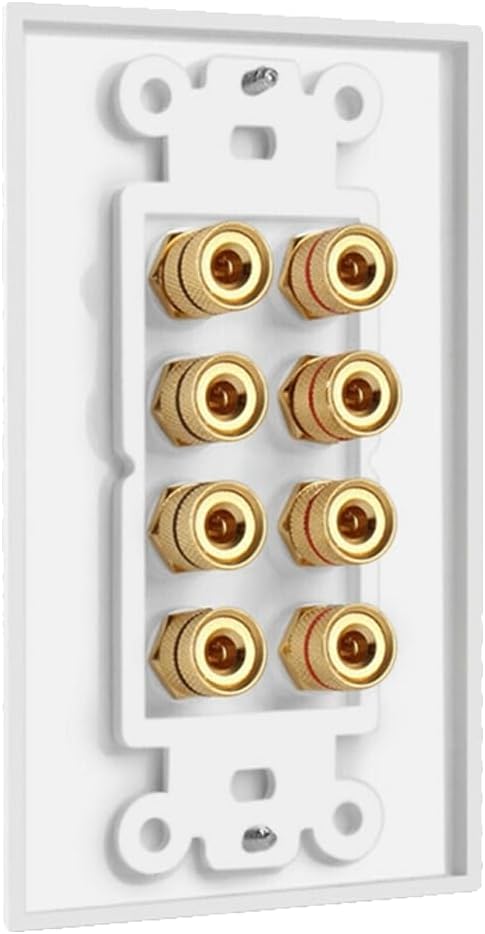 4 Setup DIYTECH Speaker Wall Plate, Home Theater Wall Plate, Gold Plated Binding Posts, for Home Theater