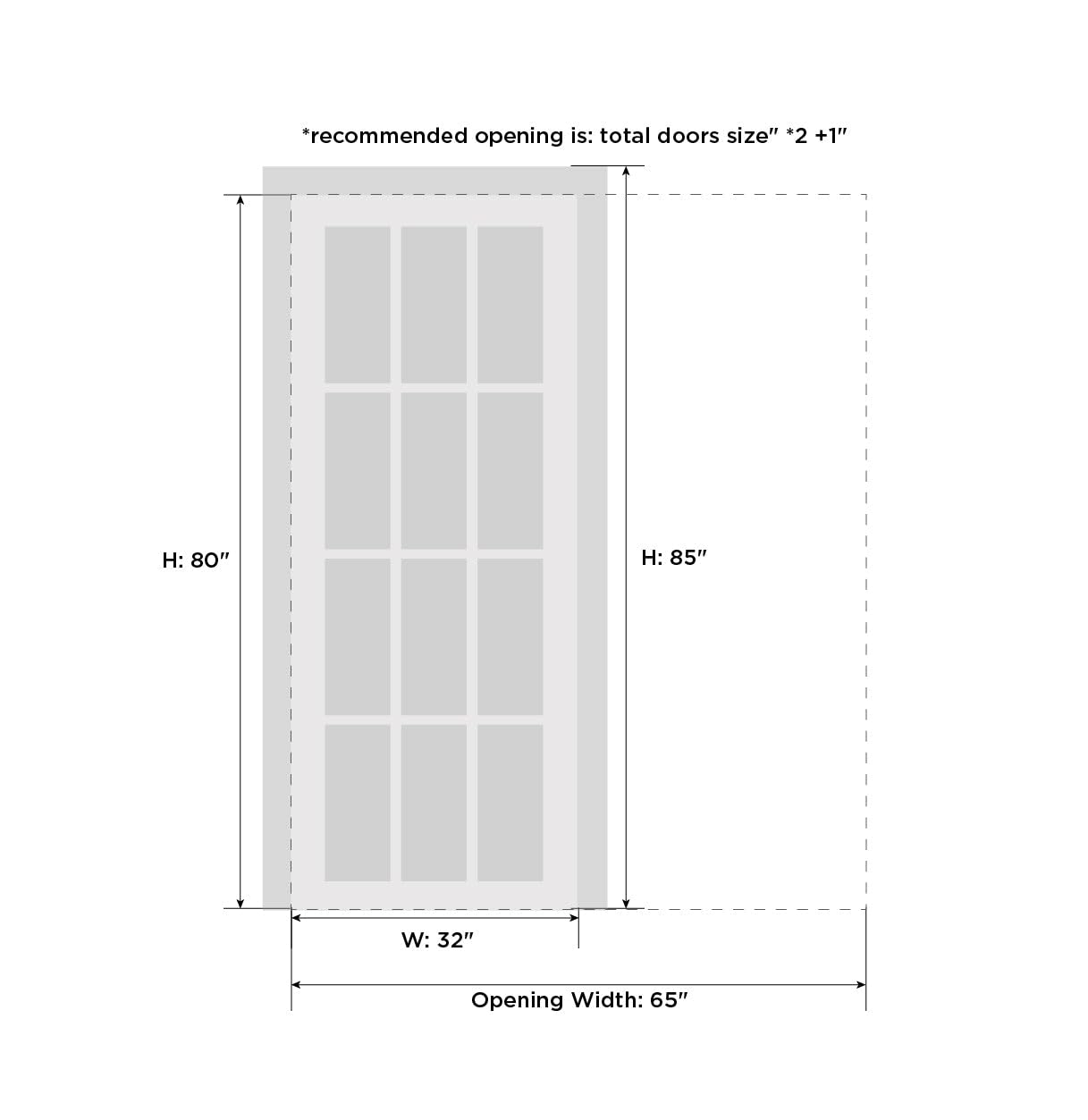 SARTODOORS Planum 0010 | Interior French Single Pocket Door, no Glass, Wooden, 32x80, Gray, Modern Style | Hardware Included