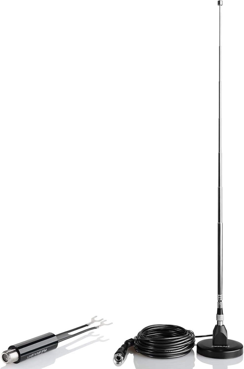 CHHLIUT 16ft FM Antenna for Stereo Receiver Magnetic Base, Coaxial Cable, Retractable, Perfect FM Reception for Home