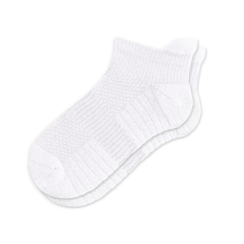 Viasox Ankle Compression Socks for Women & Men, 14 mmHg Support Improves Circulation, Extra Cushioned (US, Alpha, Medium, Regular, Regular, White)
