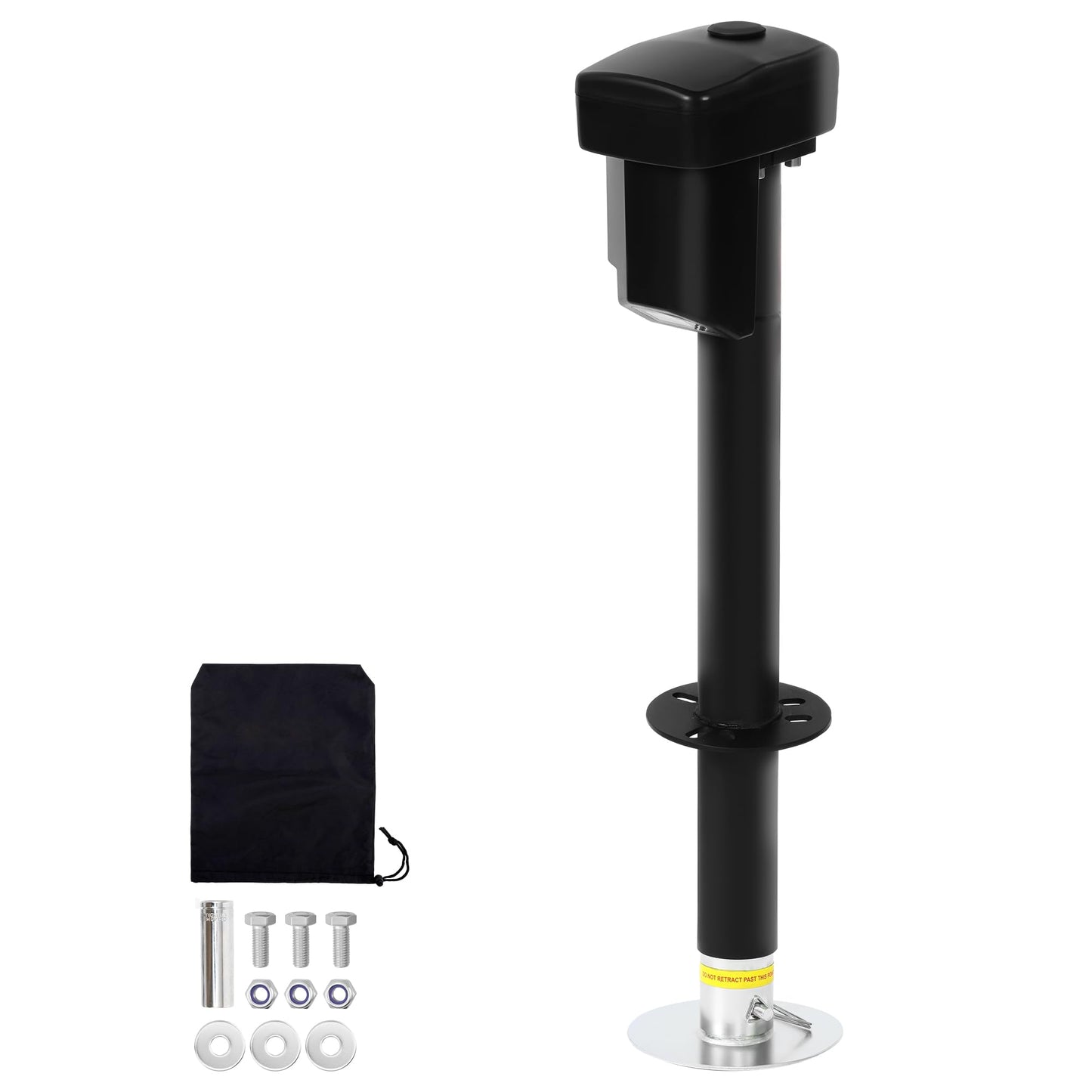 12V Electric Tongue Jack 5000lb A-Frame Heavy Duty Trailer Jack 18” Travel Add 4.5” with The Drop Foot & LED Light for Travel Trailer Camper, Protective Cover Included