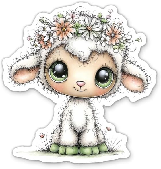 Sticker Mine 3" Spring Lamb Sticker - Laptop Sticker - Waterproof Vinyl for Car, Phone, Water Bottle - Cute Lamb Baby