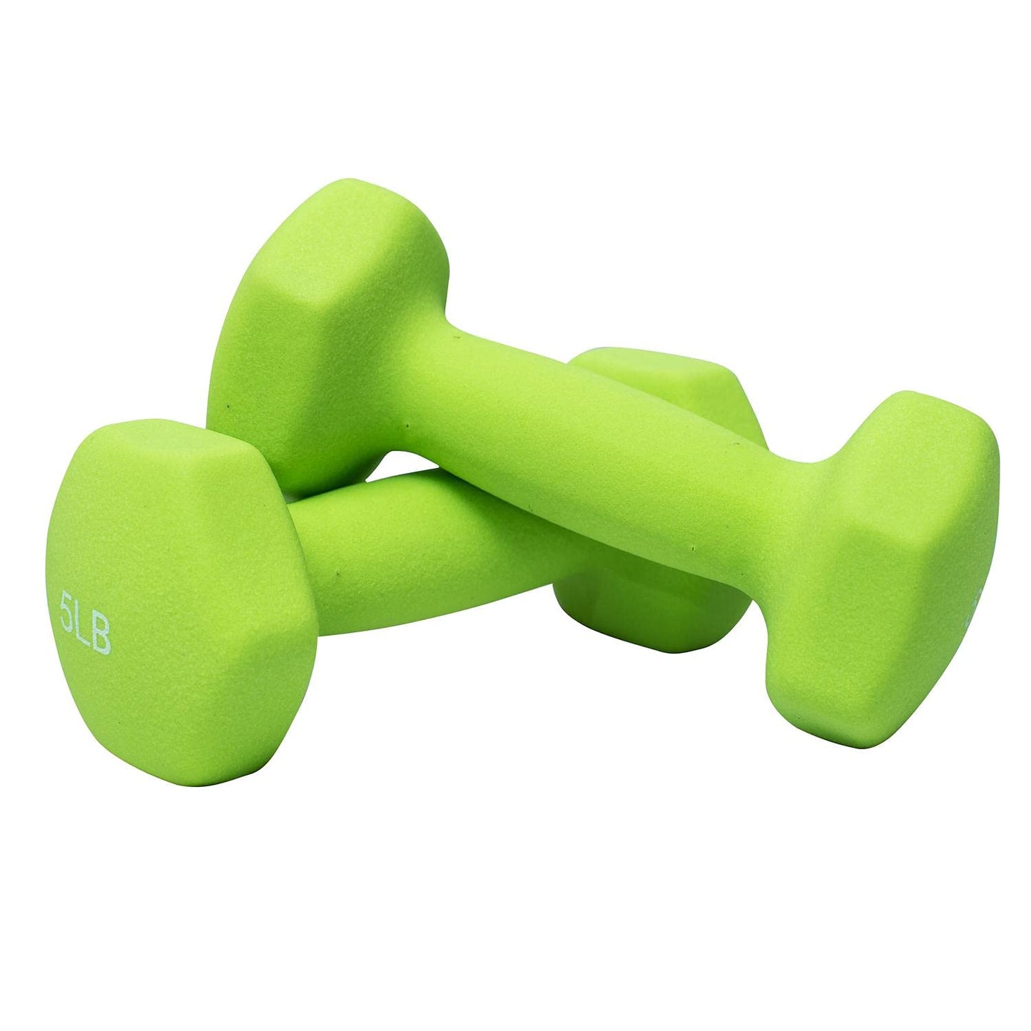 FUXION Neoprene Dumbbell Hand Weights, Sets of 2 with Multiple Weight Options, Hexagon Non-Slip Weights for Home Gym Yoga Pilates Workout, Green