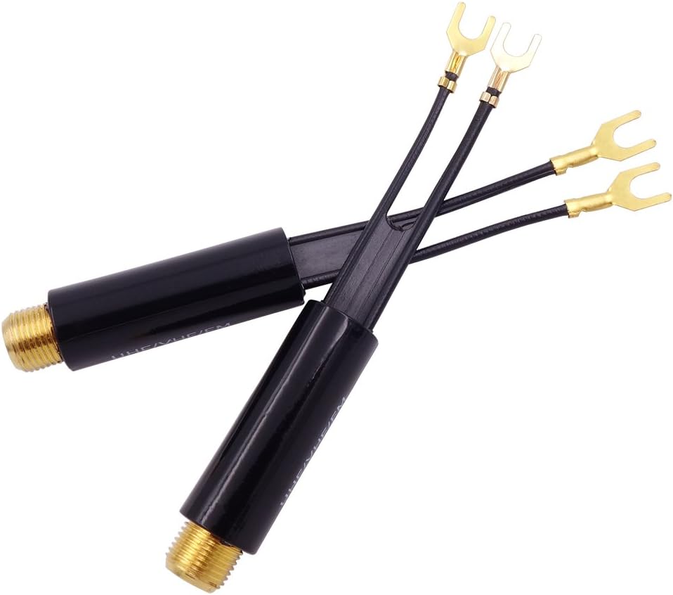 Fancasee 2-Pack 75 300 Gold Plated Ohm to Ohm UHF/VHF/FM Matching Transformer Converter Adapter with F Type Female Plug