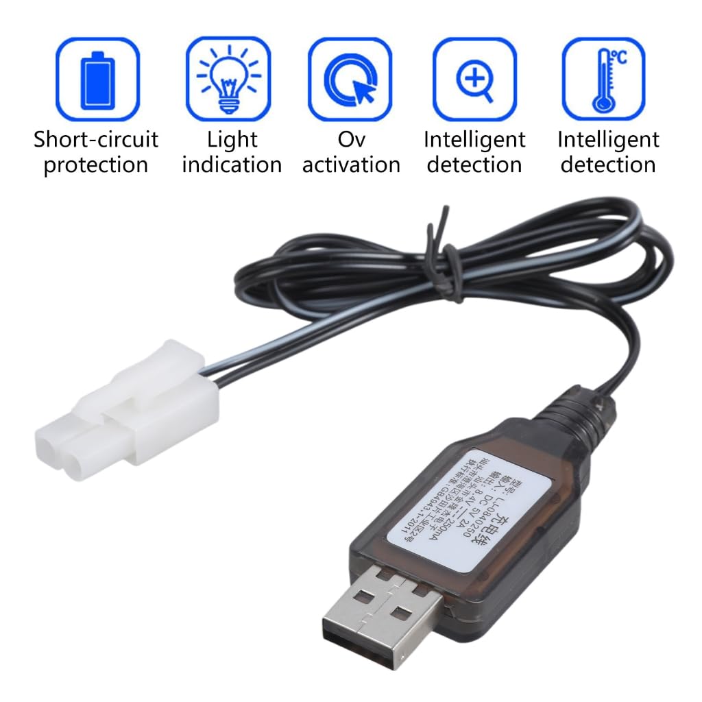 generic 8.4V USB Charging Cable Featuring LED Indicators for Remotes Control Car Batteries Overcharge Overheats