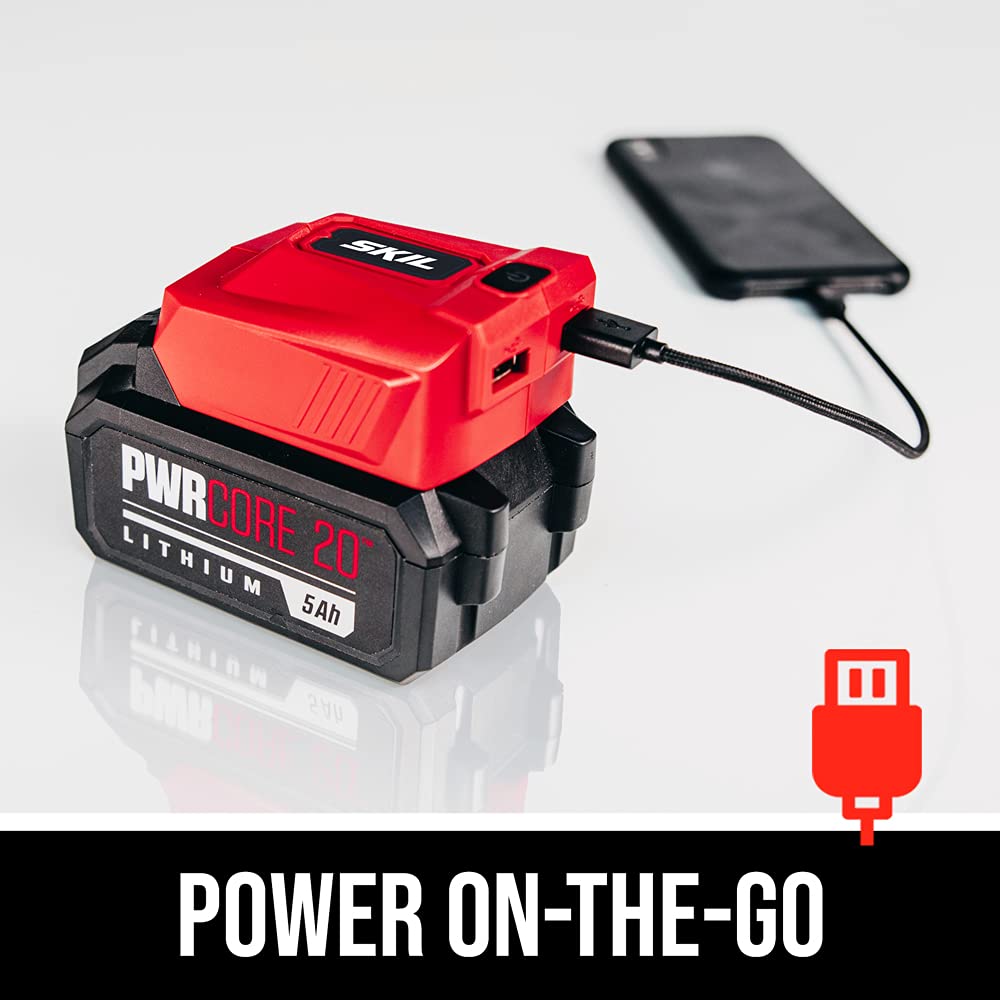 Skil PWRCore 20 Brushless 20V 7/8" Rotary Hammer Kit, Includes 5.0Ah Battery, PWRJump Charger and PWRAssit USB Adapter - RH1704-1A