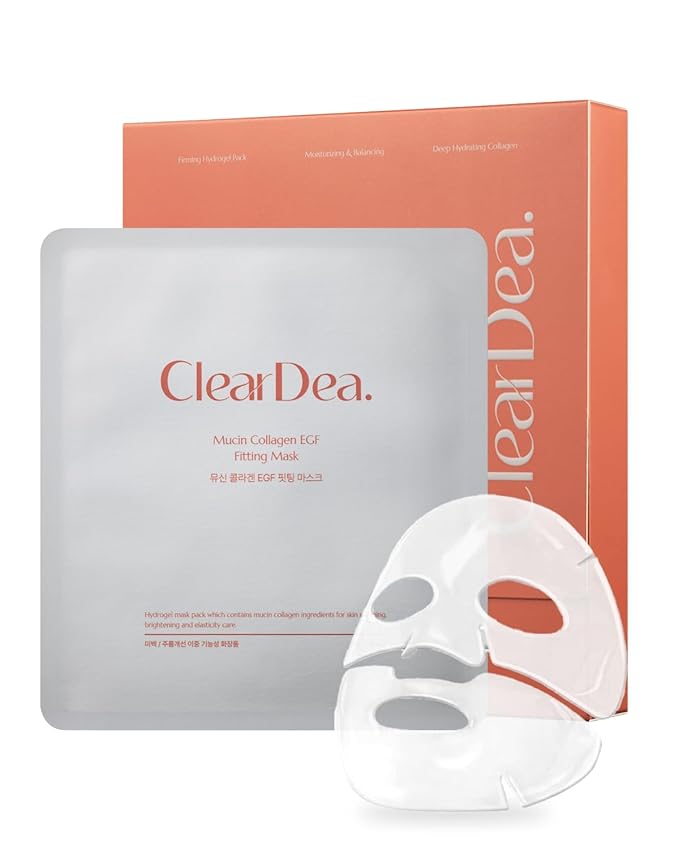 Mucin Collagen EGF Mask (Plant Mucin & 7 Collagen Complex) Hydrogel Sheet for Overnight Moisturizing Skincare, 5 Pack ??Bestselling Korean Face Mask, Glass Skin Glow Up Essentials