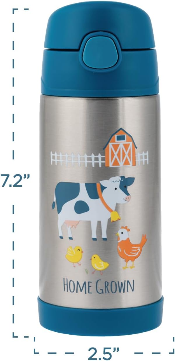 Stephen Joseph Insulated Water Bottle - Double Wall Stainless Steel, BPA-Free, 11.8 Oz, Zoo Design