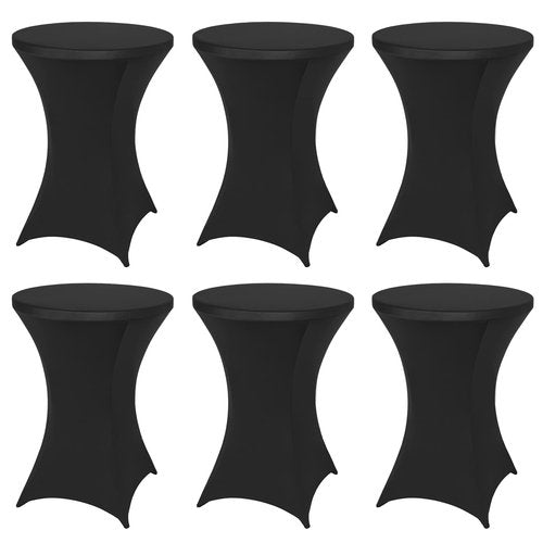 FestiCorp 6 Pack Spandex Black Table Cover, Cocktail Fitted Tablecloths, Round Highboy Stretch Table Covers Cloths for Party, DJ, Bar, Wedding, Birthday, Banquet, 30"-32" Diameter x 40"-43" Height