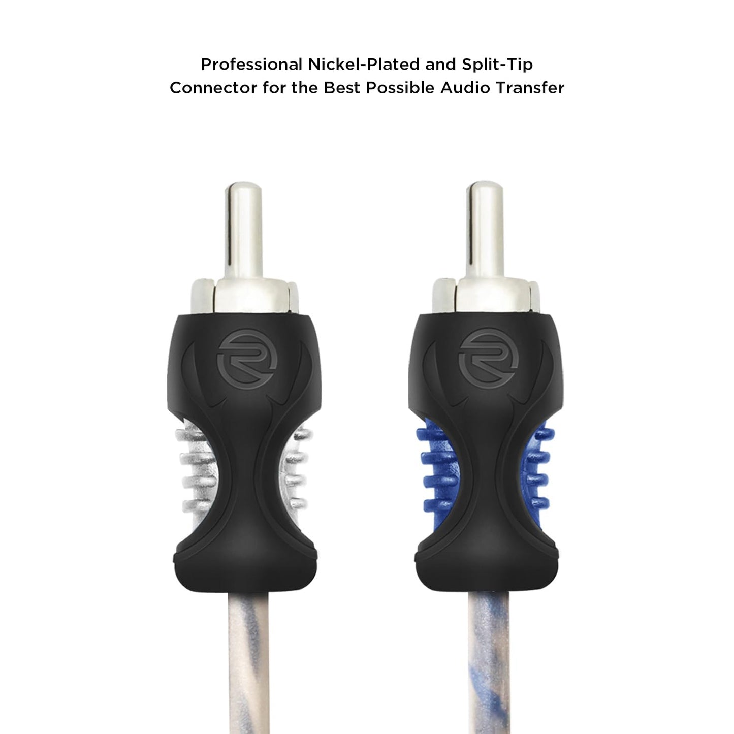 RCI21 100% 1ft 2-Channel RECOIL Oxygen Free Copper RCA Audio Cable, Twisted Pair with Noise Reduction