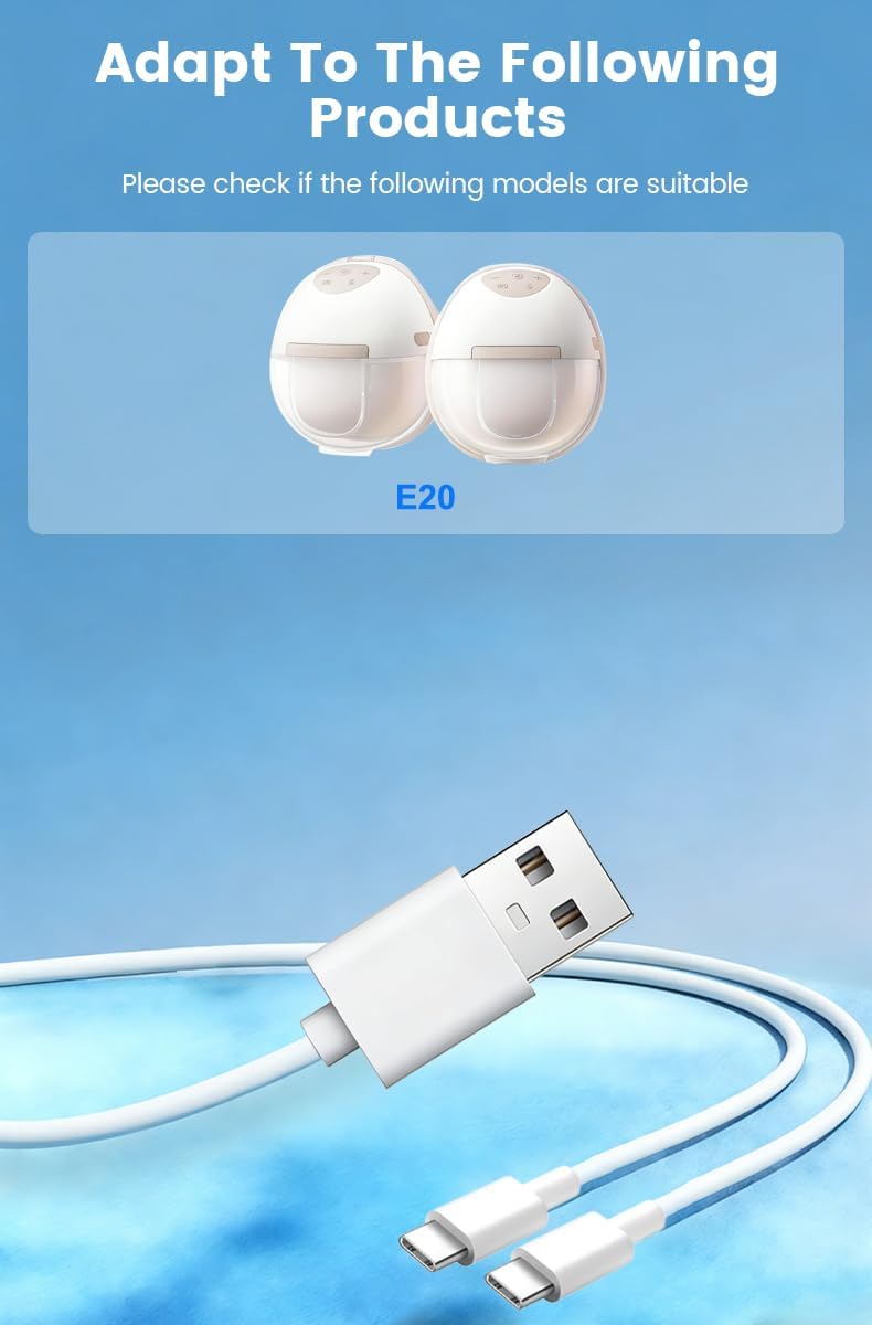 Ypbuziu E20 E10 2 1 Charging Cable for Pump - Compatible with Eufy Security Heated Breast Pump Hands-Free Replacement
