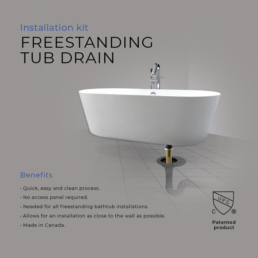 Freestanding Tub Drain Installation Kit (ABS), Bathtub Drain Rough-In Kit for Floor-Mounted Freestanding Bathtubs
