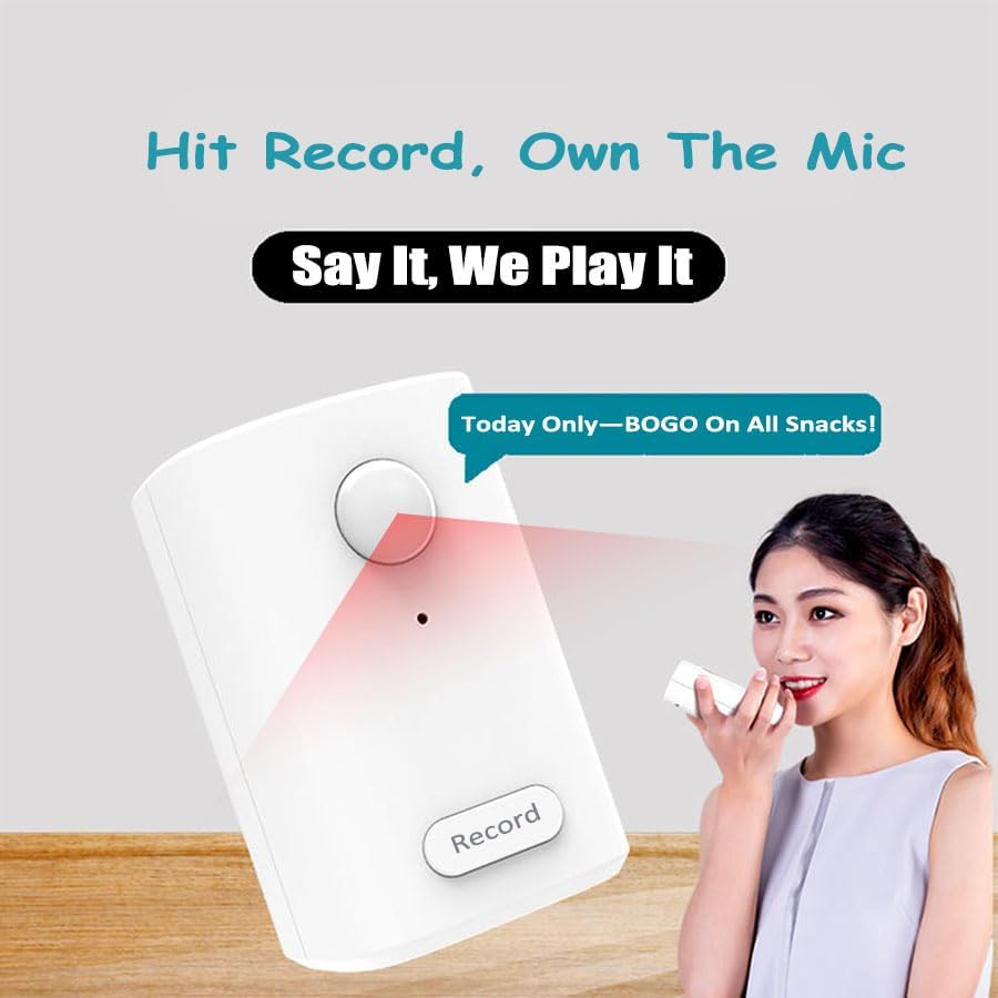 EFCWGIA 120-degree PIR Sensor recordable Motion Sensor Speaker, Talking Products Voice recordable, Motion Alarm Sensor