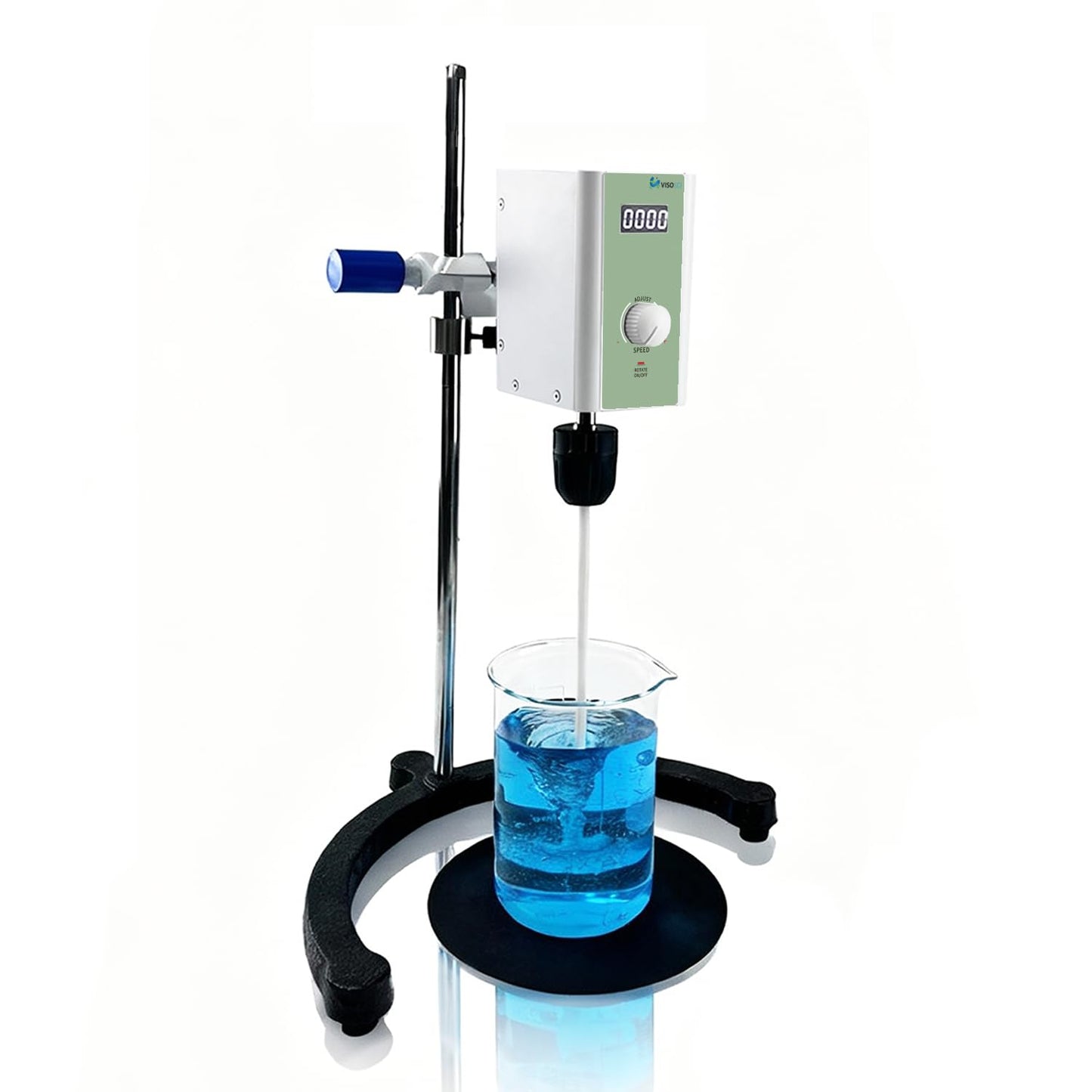 Digital Lab Overhead Stirrer,Speed 100-2000rpm,Max.Torque 20N·cm,Max.Viscosity 10000mpas,10L(H₂O), Lab Mixer with Overload Protection, Overhead Mixer with Support Stand&PTFE Stirring Rod,110-220V
