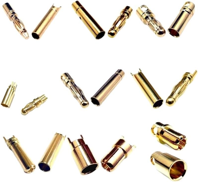 sjgqwt 20pcs/lot 2.0mm 3.0mm 3.5mm 4.0mm 5.5mm 6.0mm 8.0MM Plug(3.0mm) Gold bu/*llet Banana Connector