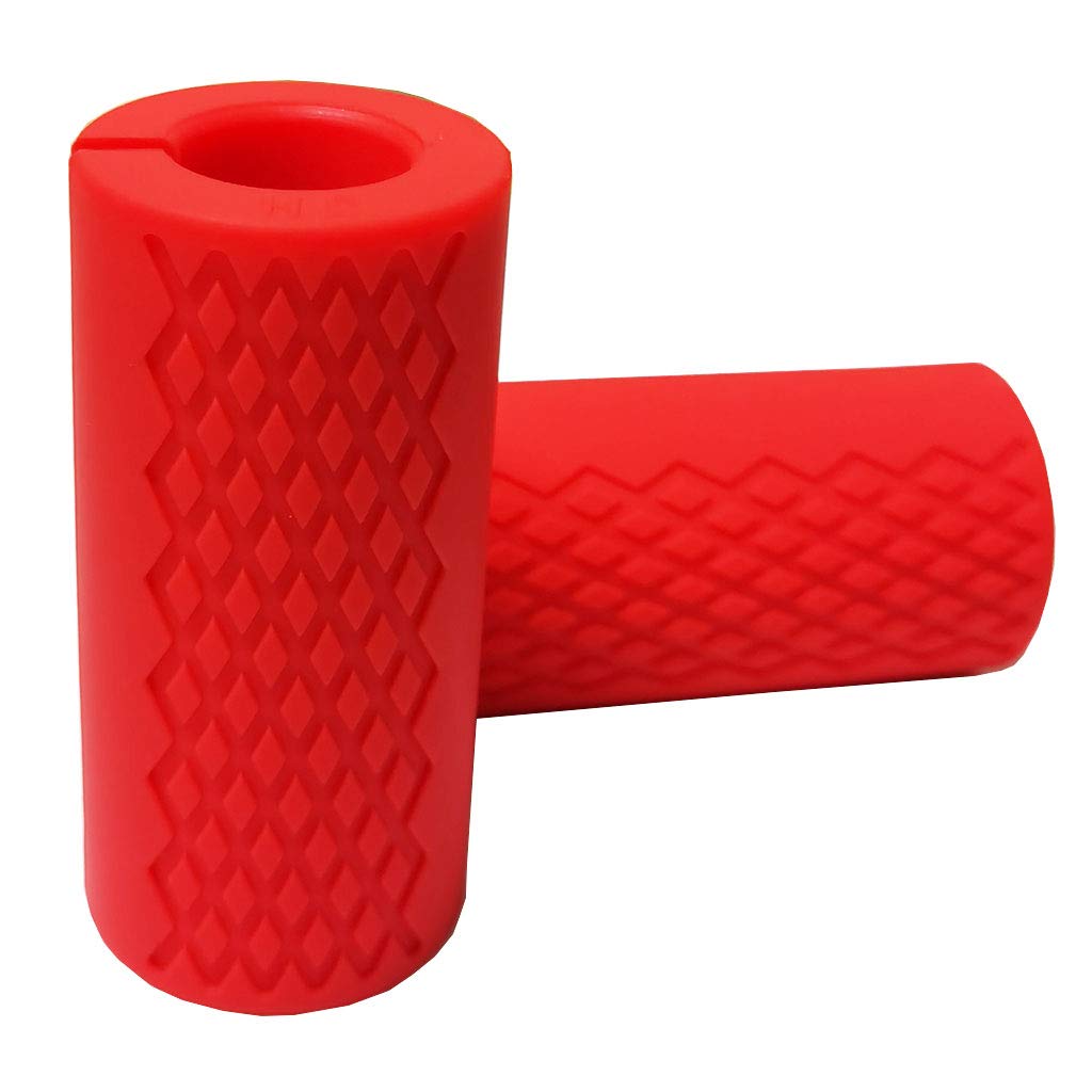yuhqc Weight Bar Grips Fit Standard Barbell, Dumbell Handles, Thick Bar Training Adapter for Weightlifting & Cable Attachments Fitness Training Rope Grips for Body Arm Forearm Builder Strength (Red)
