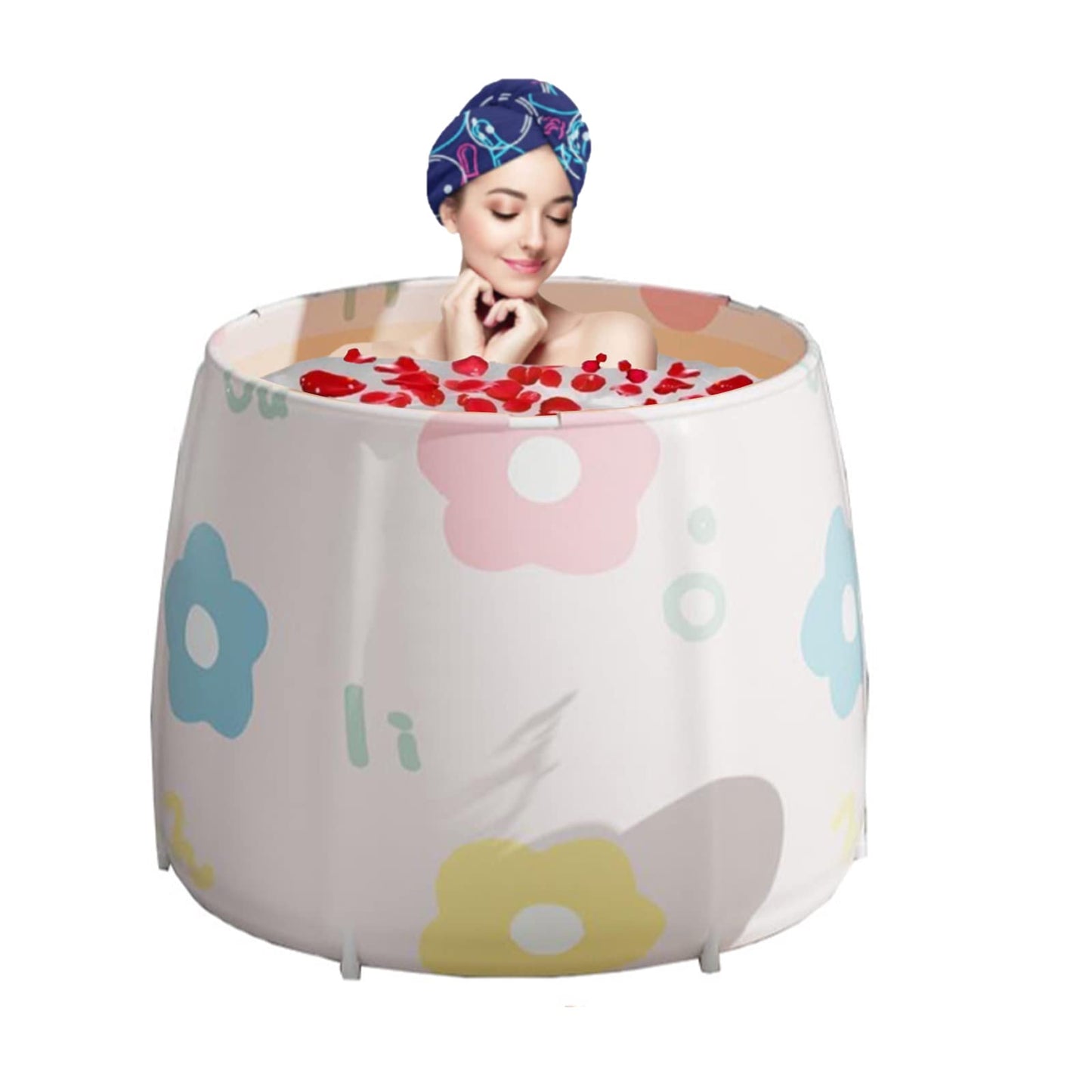 Genrenyen Portable Bathtub for Adults Foldable PVC SPA Soaking Standing Bath Tub for Shower Stall, Non-Inflatable Hot Ice Bath Tub with Thickened Thermal Foam to Keep Temperature
