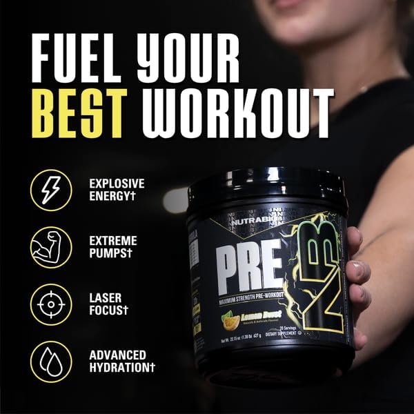NutraBio Preworkout Powder, Lemon Burst| Explosive Energy, Laser Focus, Extreme Pumps| Pre Workout for Men & Women| Performance, Endurance, Power Complex, Caffeine, Electrolytes