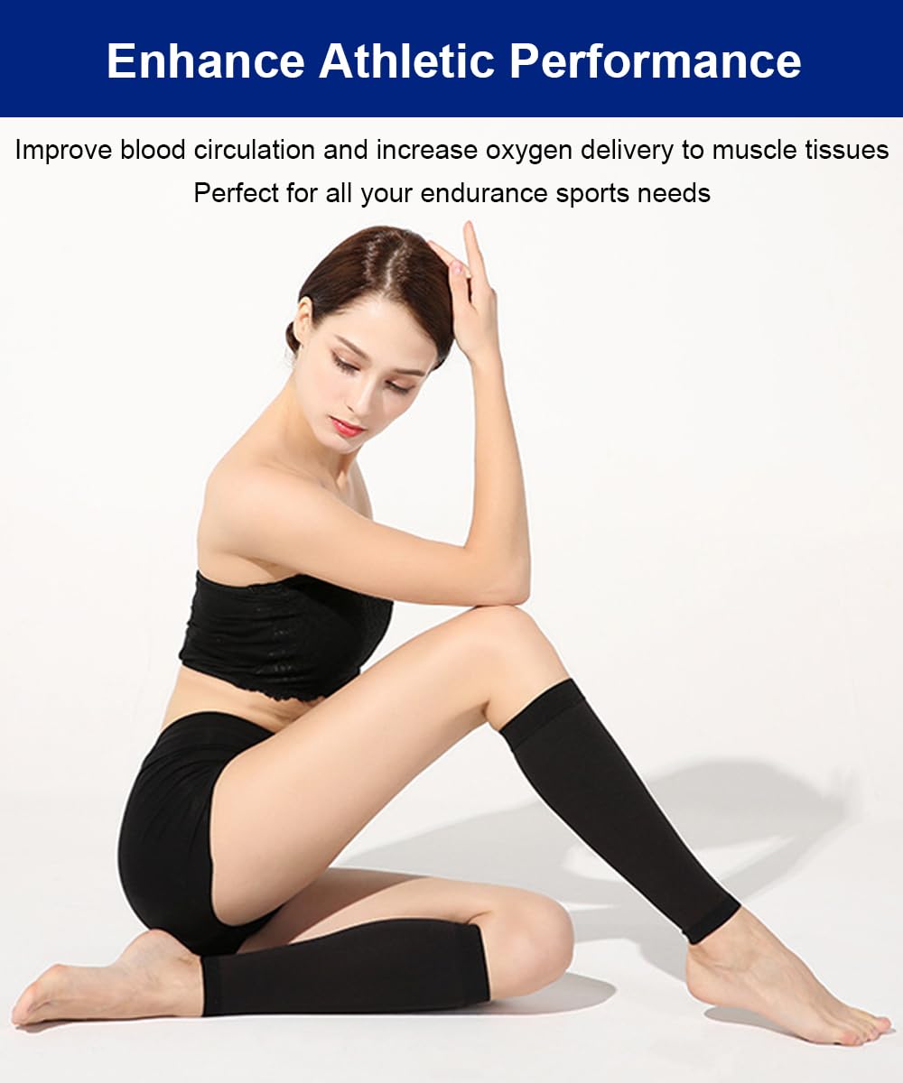 SUJAYU Leg Compression Sleeve Calf Compression Sleeve Women Men, 1 Pair Footless Compression Socks Women Shin Compression Sleeve (Beige, 4XL)
