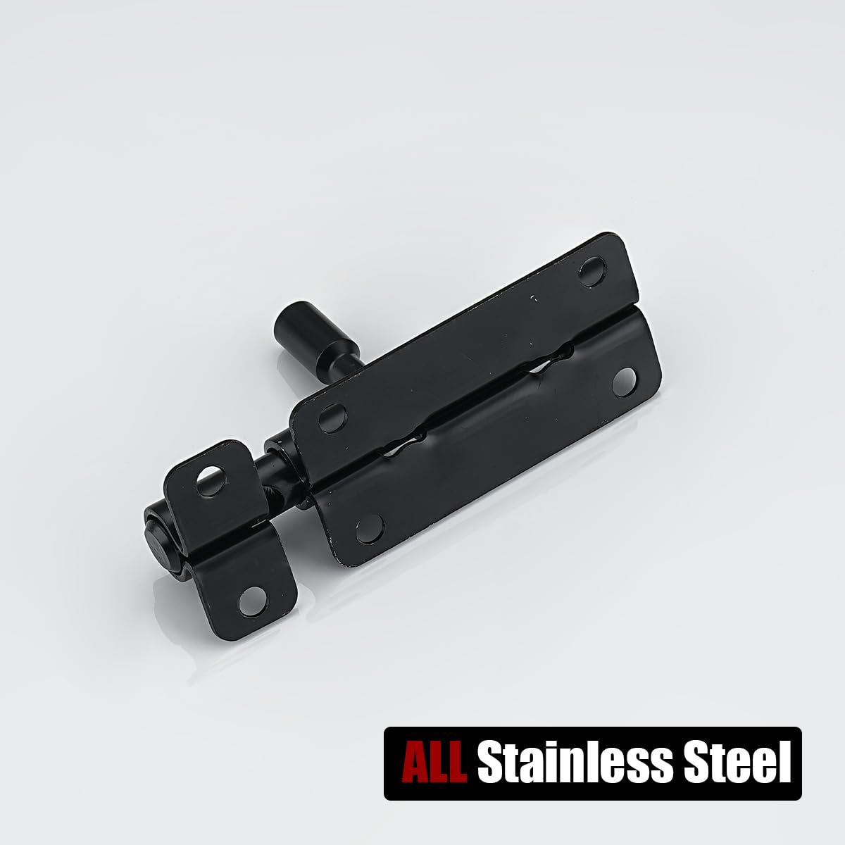 JQK Door Security Slide Latch Lock Barrel Bolt, 304 Stainless Steel Sliding Gate Latches Thickened 1.4mm with Padlock Hole, Black, 4 Pack HBB120-BK-P4