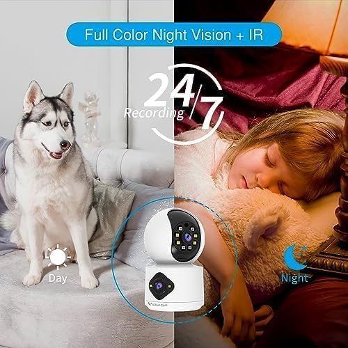 VSTARCAM 1080P Monitor,360 2-Way 005 Camera Dual-LensI, Pet Baby Security Camera Indoor with Siren & Spotlight, Motion