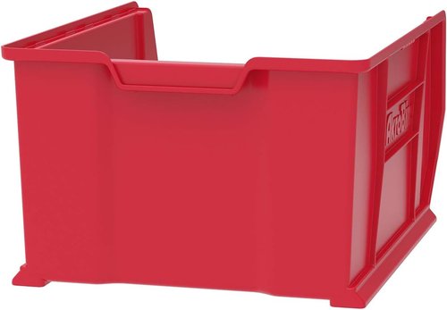 Akro-Mils Super-Size AkroBins | Space-Saving Stackable Plastic Storage Bins - 24" L x 18" W x 12" H, Red
