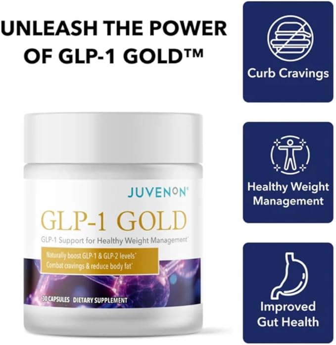 Juvenon GLP-1 Gold????Metabolic Support Supplement with CQR-300® & Eriomin????Helps Maintain Healthy Weight, Energy & Nutrient Metabolism ??30 Capsules