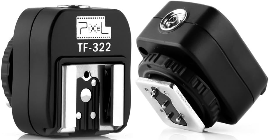 TF-322 Pixel Flash Hot Shoe Sync Adapter with Extra PC Sync Port Dedicated for Nikon DSLR & Flashgun