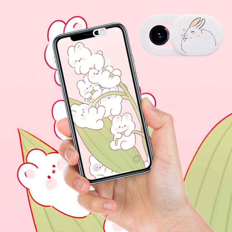 DIYEAH 3Pcs Cartoon Sleepy Bunny Cover Slide Privacy Protection for Tablets and Phones Ultra-Thin Webcam Cute Design