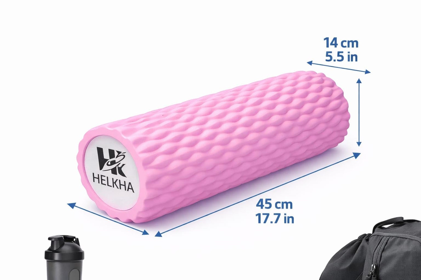 HELKHA Pink Foam Roller-Medium Soft Density Muscle for Muscle Recovery, Yoga, Pilates & Physical Therapy