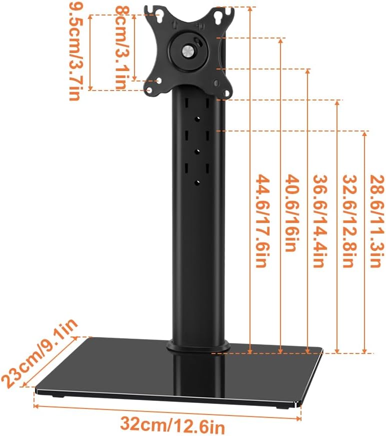 KKTONER 13 inch 32 inch 75 75mm/100 100mm 77Lbs Single Computer Monitor Stands Full Motion Swivel Free Standing Desk