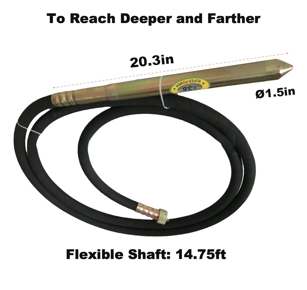 1600W Power Concrete Vibrator, 16000RPM 2HP Handheld Concrete Vibrating Tool, Concrete Construction Immersion Vibrator with Ø1.5” Rod & 14.75ft Flexible Shaft