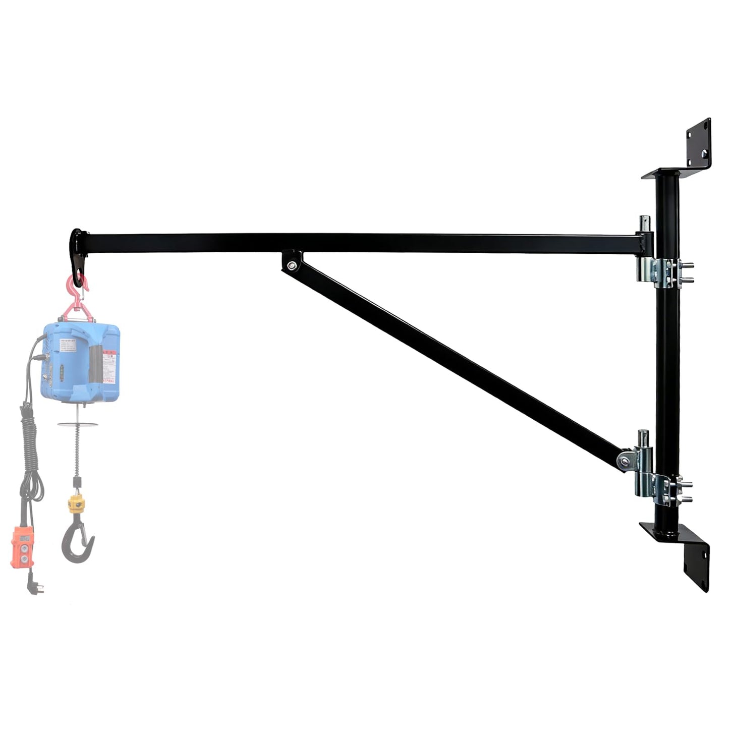 Erivanya Wall Mount Jib Crane, 180 Degree Rotation Electric Scaffolding Lift with 660lbs Max Load Capacity, Electric Hoist Holder Swing Arm with Pole