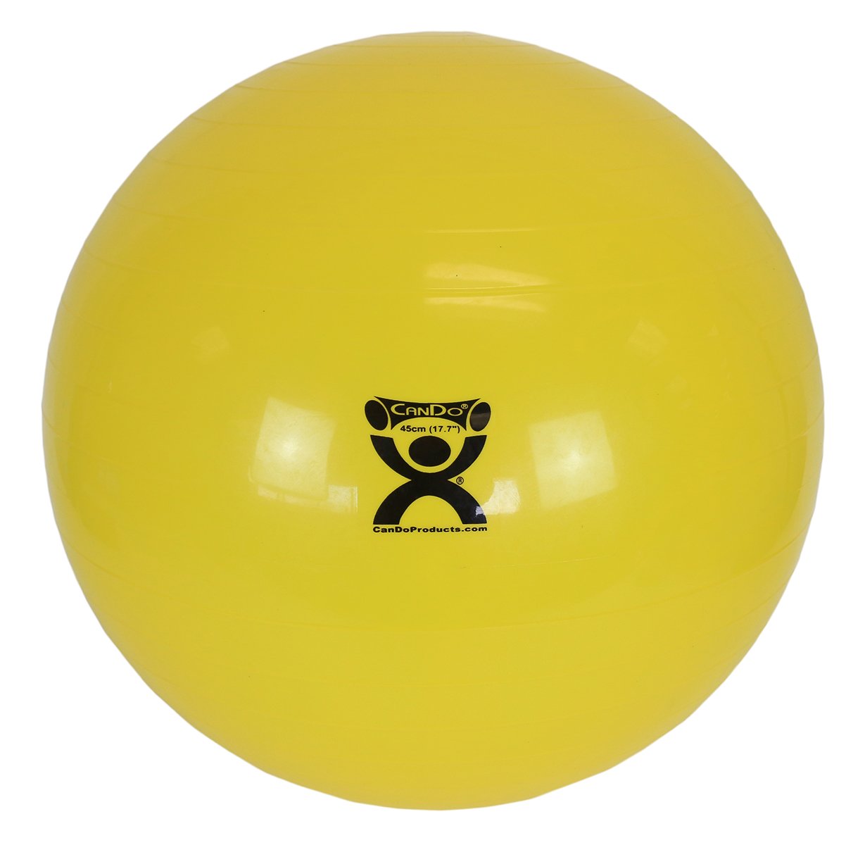 CanDo Inflatable Exercise Ball Yellow 18" Durable Extra Thick Non-Slip Stability Ball for Core Workouts Yoga Pilates Active Seating Physical Therapy Pregnancy Home Gym Flexibility